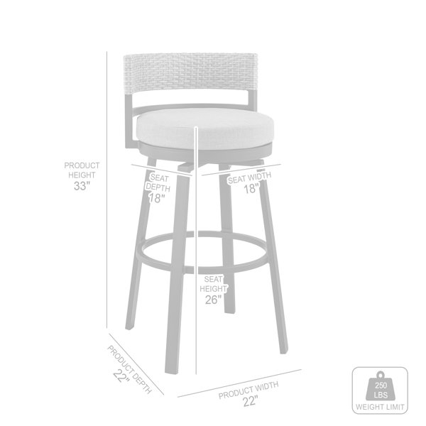 Abalone 26" Patio Bar Stool with Cushion Joss & Main